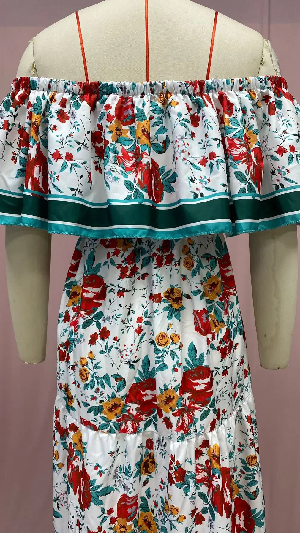 Amazon Off-shoulder Printing Long Dress New Arrival European American Foreign Trade Spring Summer Season Women Fashion
