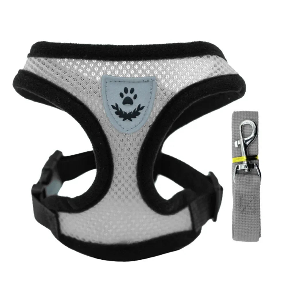 Pet Dog Harness Lead Leather Walking Escape Adjustable Mesh Vest Harness Puppy Collar Suitable For Medium Dog Harness