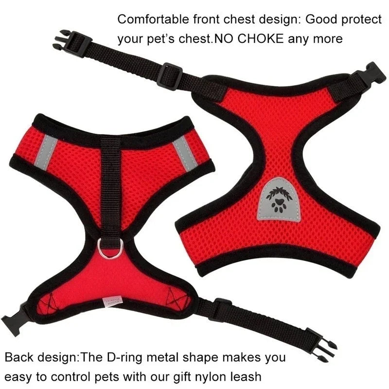 Pet Dog Harness Lead Leather Walking Escape Adjustable Mesh Vest Harness Puppy Collar Suitable For Medium Dog Harness