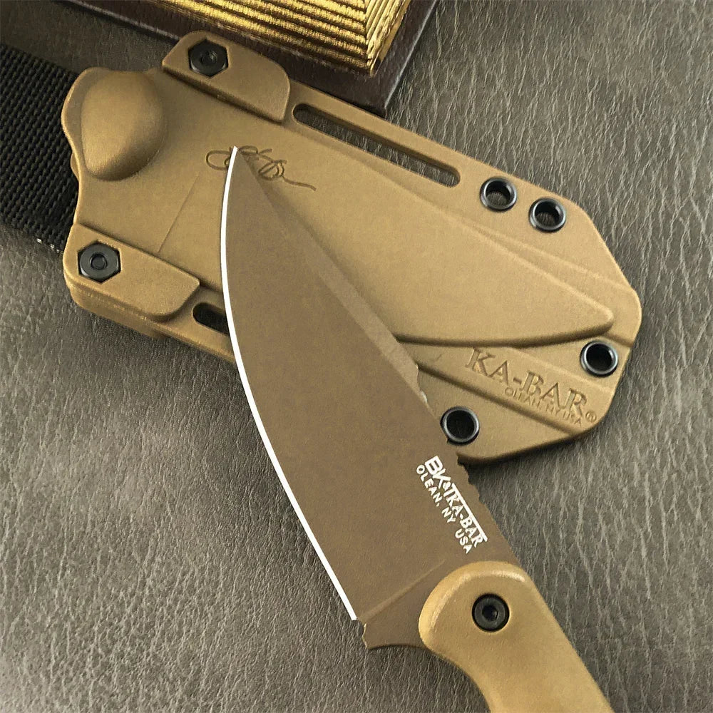 Outdoor Fixed Blade Survival Straight Knife D2 Blade Nylon Fiberglass Handle with Kydex Sheath Tactical Self-defense Hunting EDC