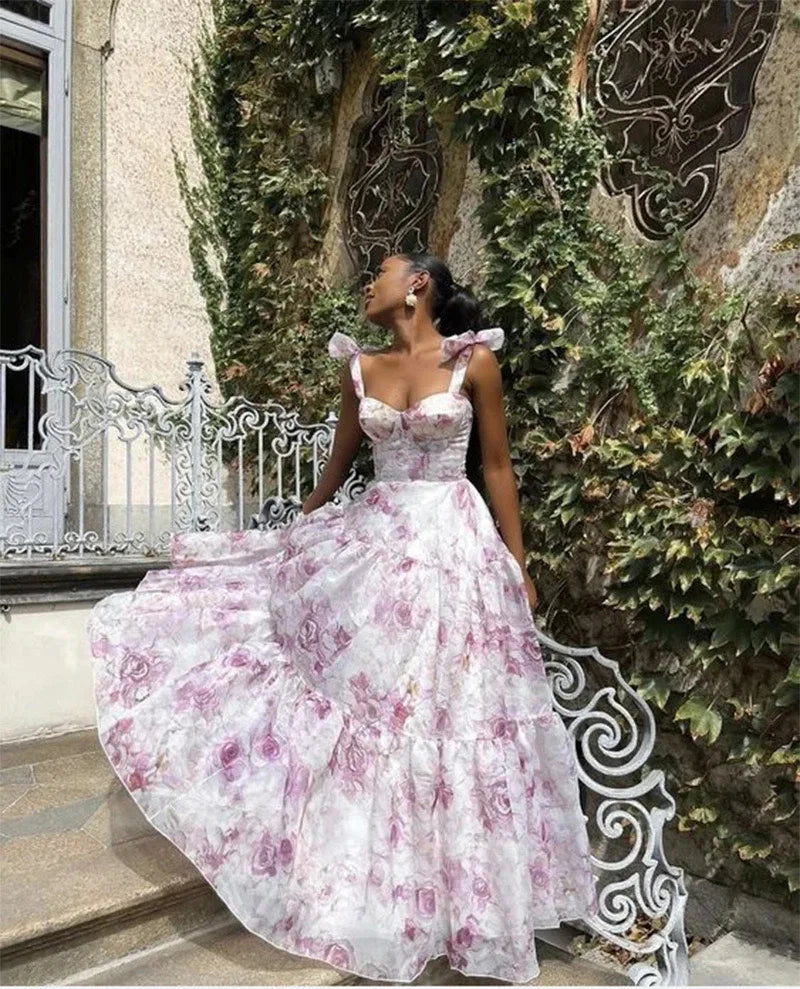 2025 Spring/Summer New European and American Off Shoulder Women's Fashion Organza Fairy Long Dress Elegant Evening Dress