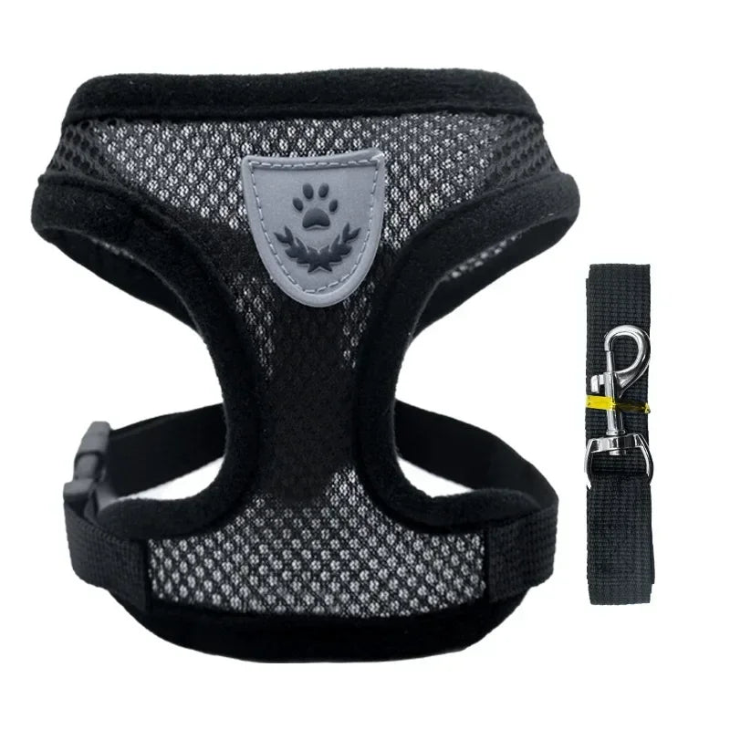 Pet Dog Harness Lead Leather Walking Escape Adjustable Mesh Vest Harness Puppy Collar Suitable For Medium Dog Harness