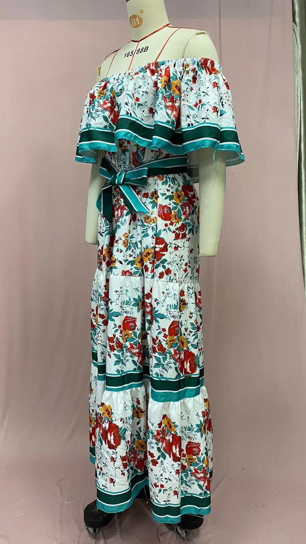 Amazon Off-shoulder Printing Long Dress New Arrival European American Foreign Trade Spring Summer Season Women Fashion