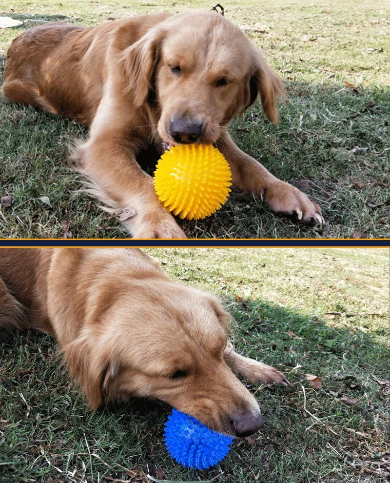 TPR Training Pet Teeth Chewing Toy Pet Dog Toys Puppy Sounding Toy Polka Squeaky Tooth Cleaning Ball for Small and Medium Dogs