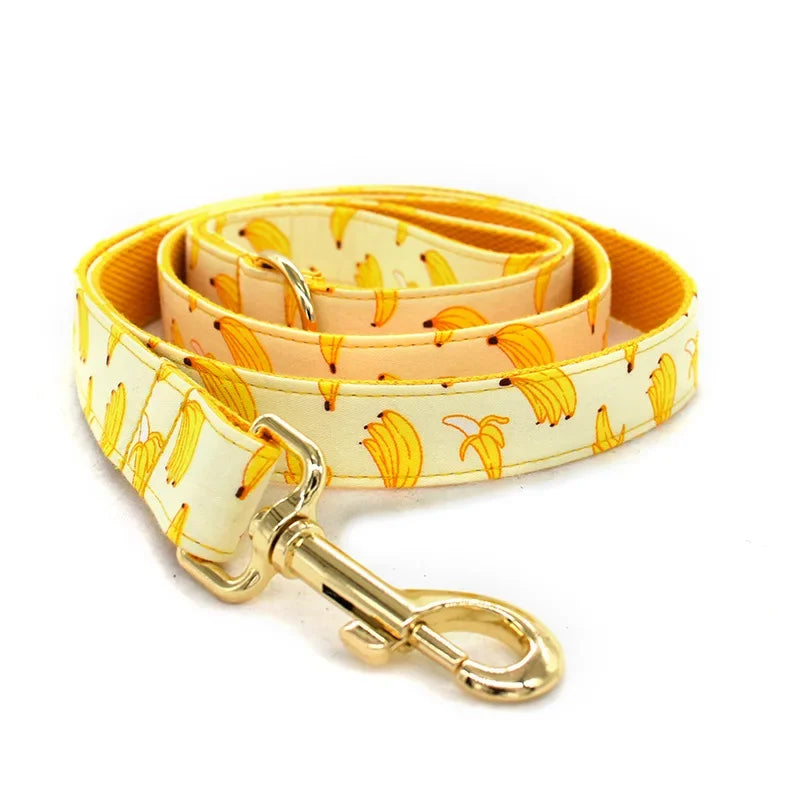 Personalized Banana Pet Collar Puppy Cat ID Tag Adjustable Custom Name Gold Plating Buckle Orange Basic Dog Collars Leash