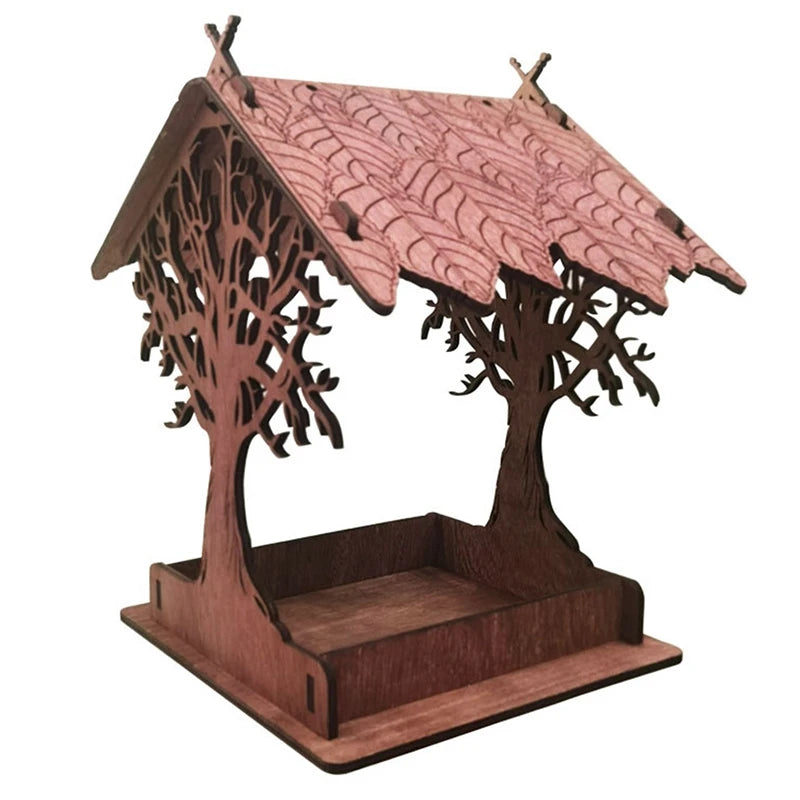 Bird House Feeding House DIY Outdoor Wooden Bird Feeder Hanging Assembled Bird Cage House Pet Supplies For Garden Yard Decor