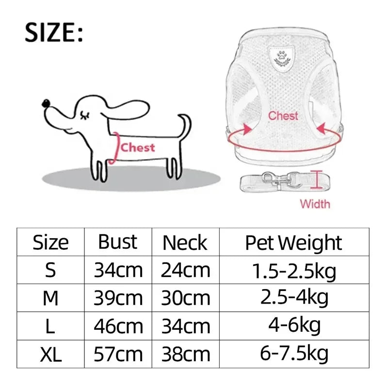 Pet Dog Harness Lead Leather Walking Escape Adjustable Mesh Vest Harness Puppy Collar Suitable For Medium Dog Harness
