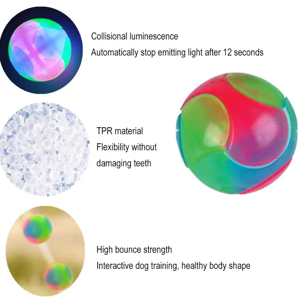 Pet Light Up Toy Ball Glowing LED Puppy Flashing Elastic Ball Toy Color Light TPR Ball Interactive Toys For Cats Small Dogs D8T4