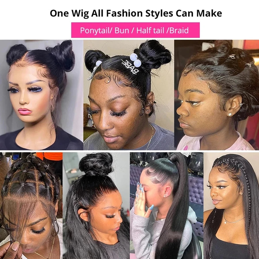 Smooth Straight Human Hair Lace Frontal Wig Straight 13x4 13x6 360 Full Lace Front Wigs Human Hair Brazilian Remy Hair 200%