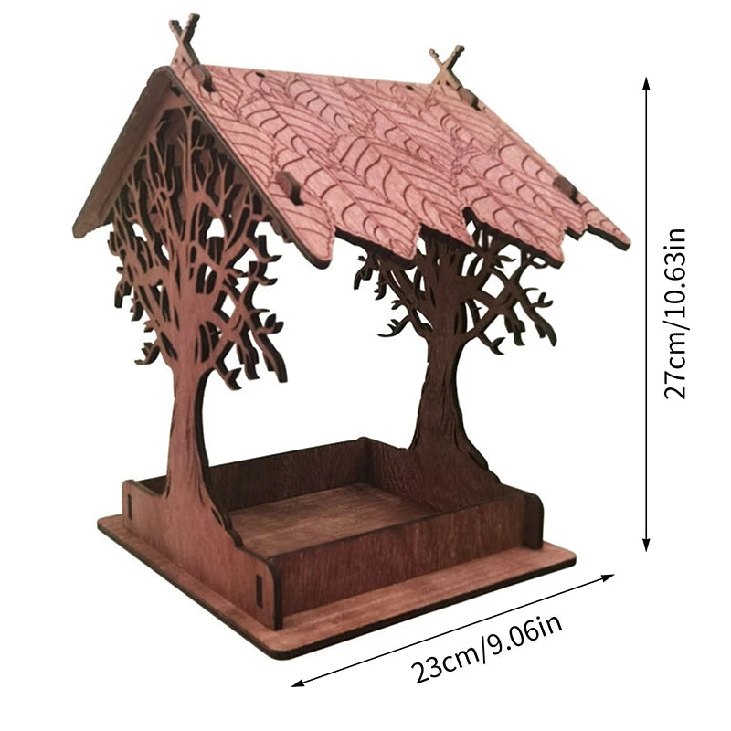 Bird House Feeding House DIY Outdoor Wooden Bird Feeder Hanging Assembled Bird Cage House Pet Supplies For Garden Yard Decor