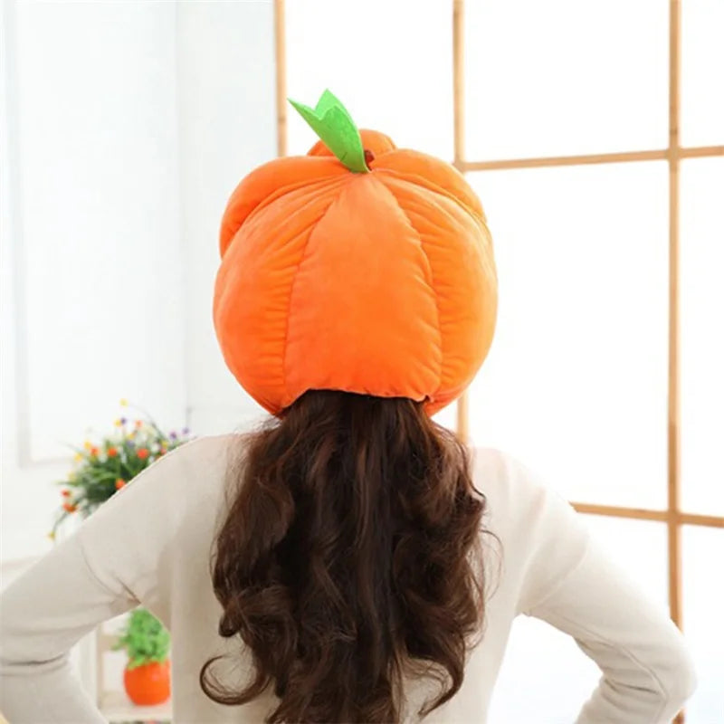 Adorable Plush Pumpkin Beanie Hat and Scarf Set for Adults Fun Halloween Costume Accessories for Men and Women Festive Party