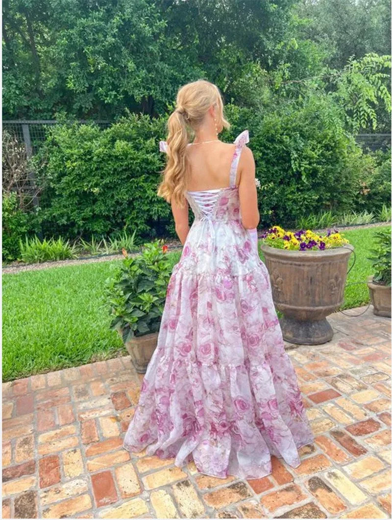 2025 Spring/Summer New European and American Off Shoulder Women's Fashion Organza Fairy Long Dress Elegant Evening Dress