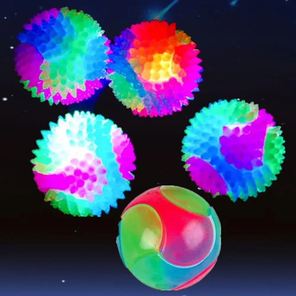 Pet Light Up Toy Ball Glowing LED Puppy Flashing Elastic Ball Toy Color Light TPR Ball Interactive Toys For Cats Small Dogs D8T4