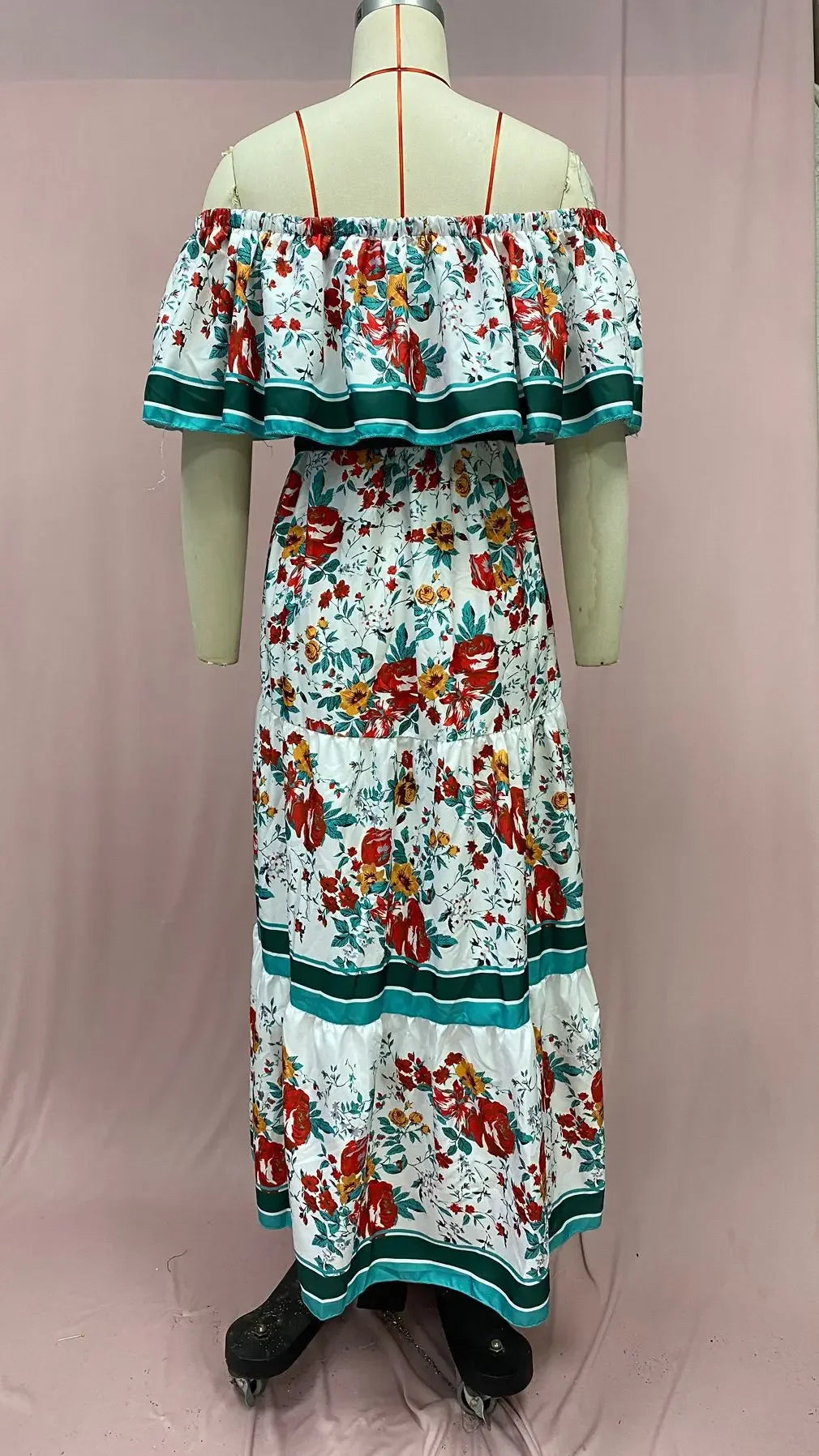 Amazon Off-shoulder Printing Long Dress New Arrival European American Foreign Trade Spring Summer Season Women Fashion