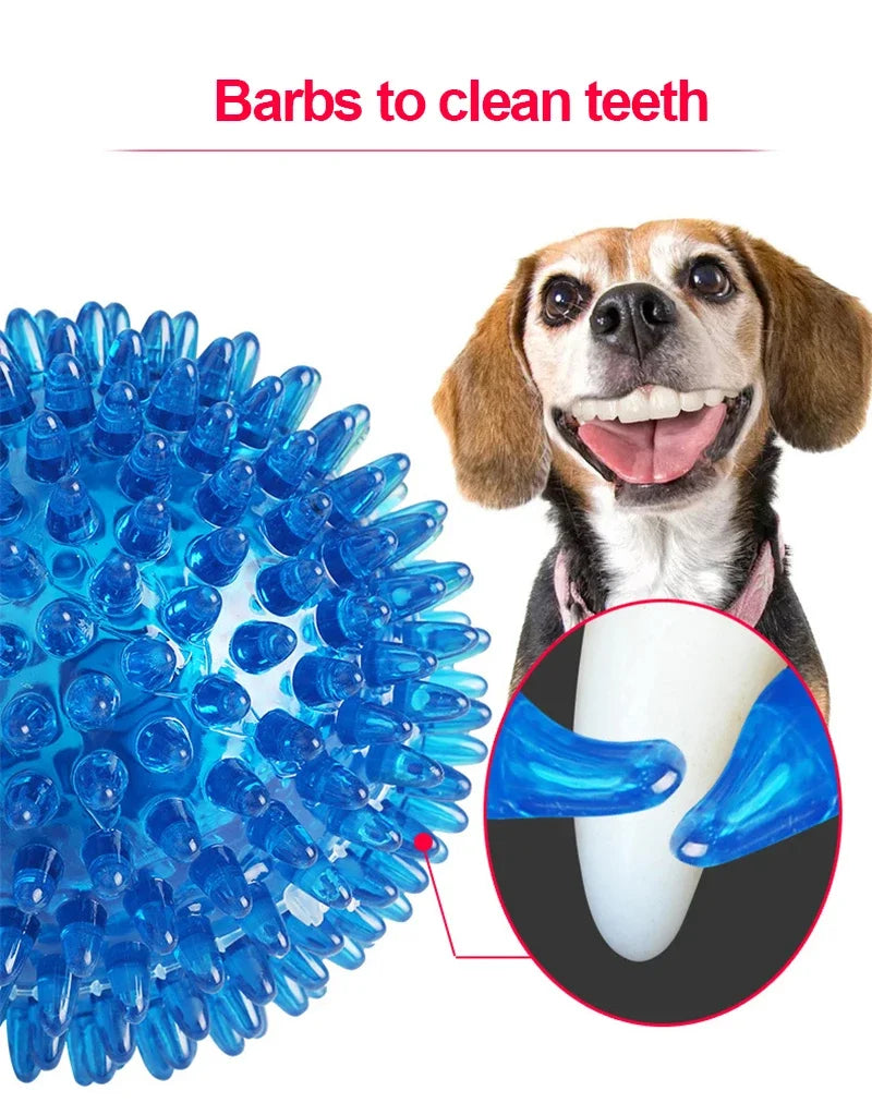 TPR Training Pet Teeth Chewing Toy Pet Dog Toys Puppy Sounding Toy Polka Squeaky Tooth Cleaning Ball for Small and Medium Dogs