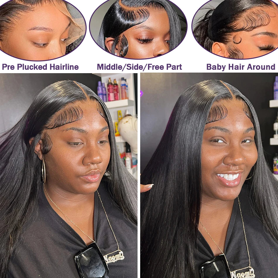 Smooth Straight Human Hair Lace Frontal Wig Straight 13x4 13x6 360 Full Lace Front Wigs Human Hair Brazilian Remy Hair 200%