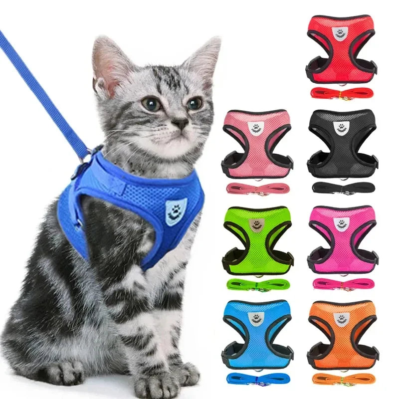 Pet Dog Harness Lead Leather Walking Escape Adjustable Mesh Vest Harness Puppy Collar Suitable For Medium Dog Harness