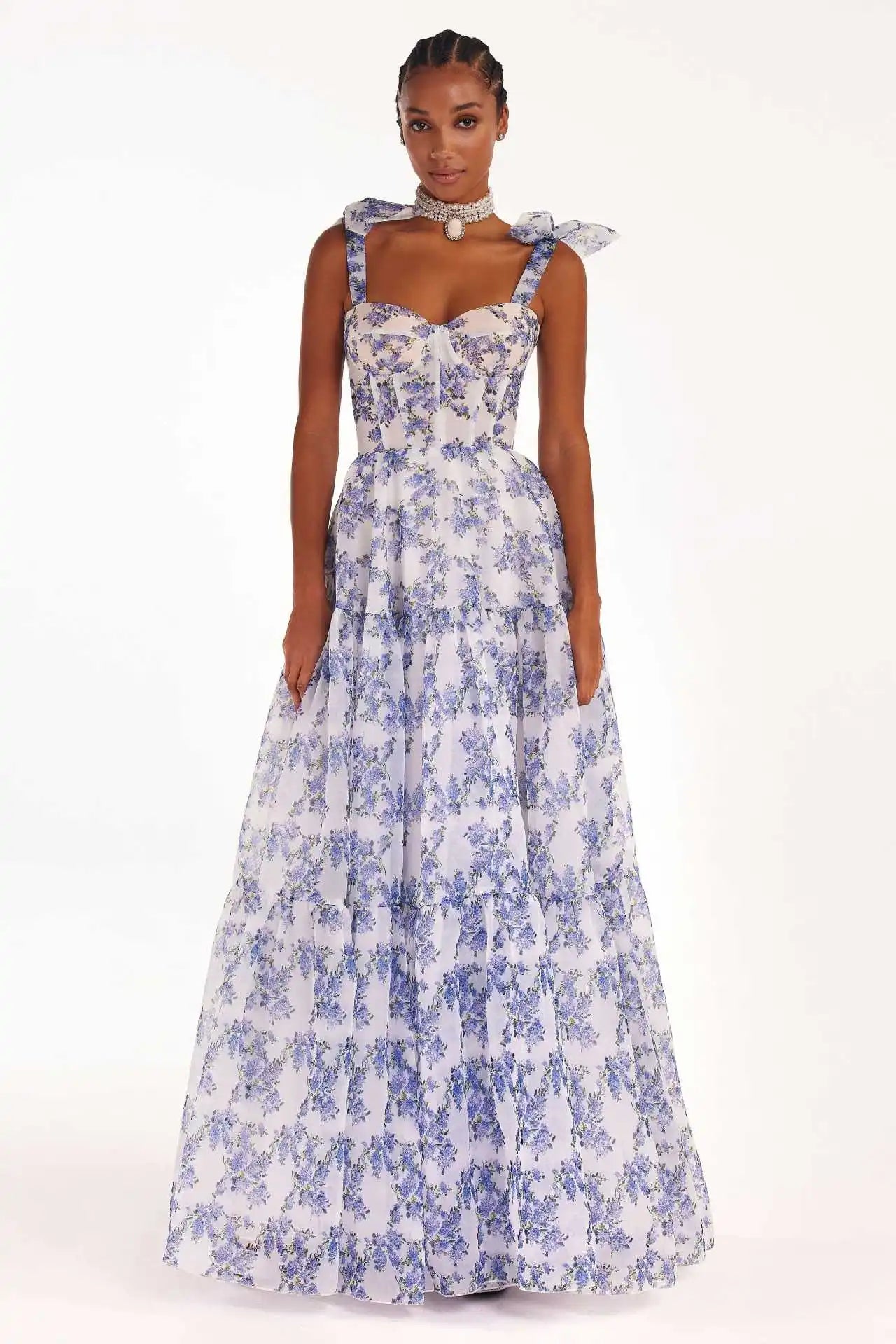 2025 Spring/Summer New European and American Off Shoulder Women's Fashion Organza Fairy Long Dress Elegant Evening Dress