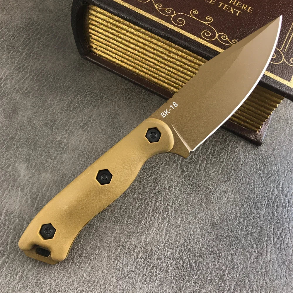 Outdoor Fixed Blade Survival Straight Knife D2 Blade Nylon Fiberglass Handle with Kydex Sheath Tactical Self-defense Hunting EDC