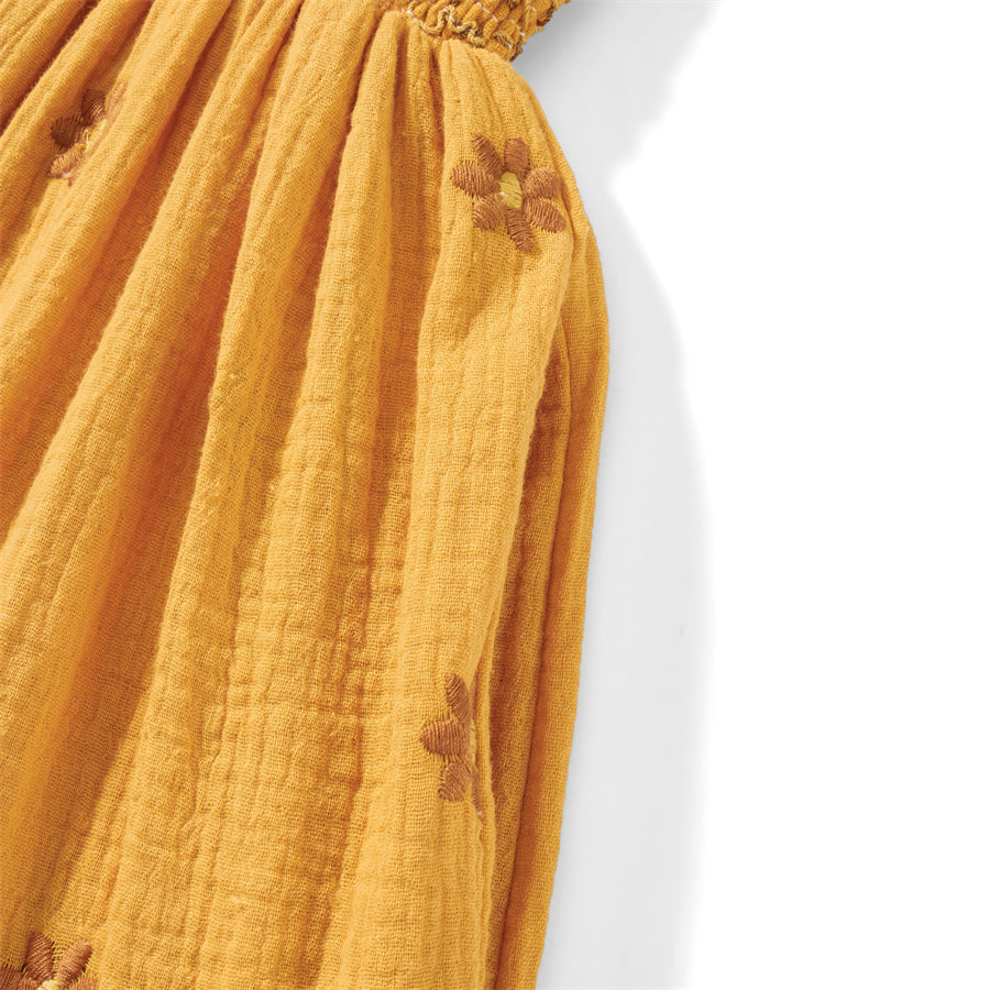 wsevypo Retro Embroidered Flowers Flowy Long Dress Women's Long Puff Sleeve Square Neck Smocked A-Line Dress for Beach Vacation