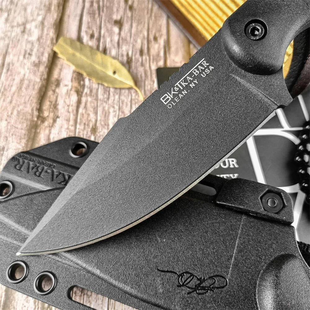 Outdoor Fixed Blade Survival Straight Knife D2 Blade Nylon Fiberglass Handle with Kydex Sheath Tactical Self-defense Hunting EDC