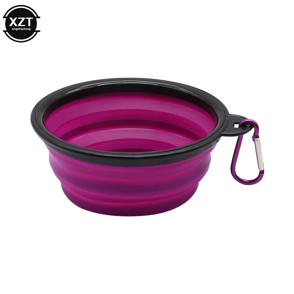 Portable Collapsible Dog Travel Bowl Silicone Pet Dogs Bowls For Traveling Camping Walking Outdoor Feeding Pet Folding Dish Bowl