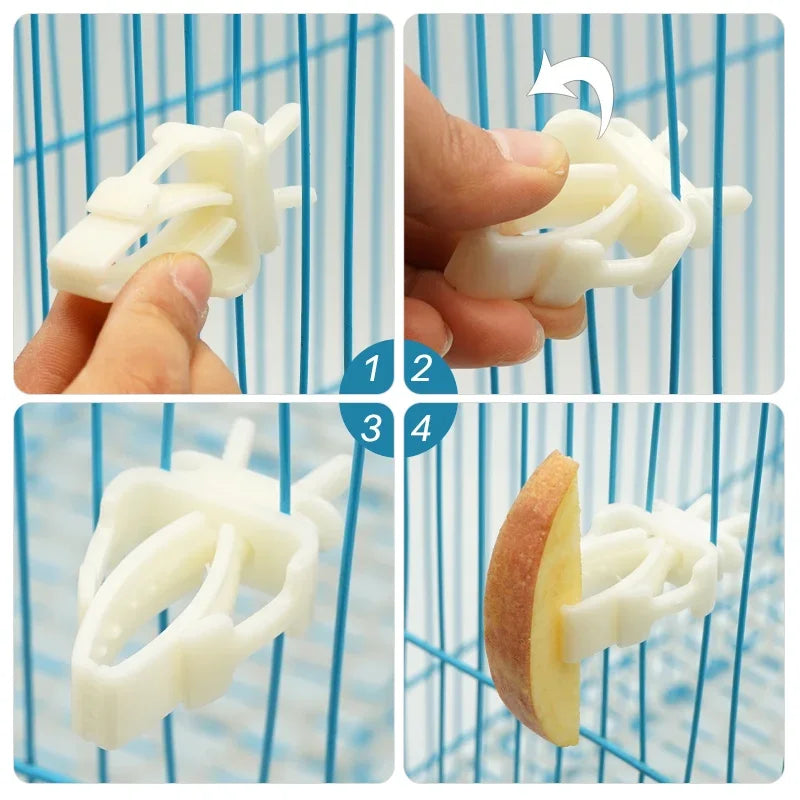 Pet Bird Food Clip Parrot Fruit Vegetables Holder Durable Plastic Clip Cuttlefish Bone Feeder Device Clamp Bird Cage Accessories