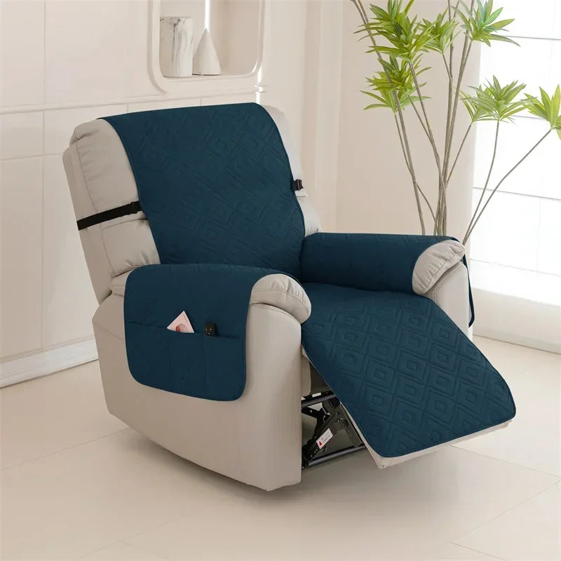 Quilted Recliner Sofa Cover Water Repellent Reclining Chair Covers Pet Kid Dogs Mat Armchairs Slipcovers with Elastic Strap