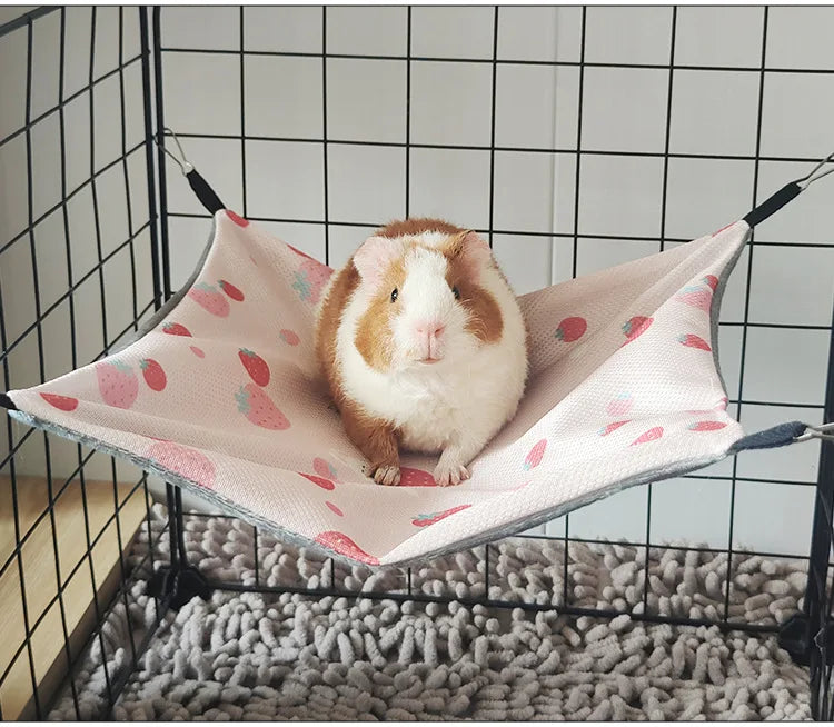 Small Pet Double-sided Hammock Summer Breathable Ice Silk Hamster Hammock for Ferret Sugar Glider Guinea Pig Rabbit Accessories