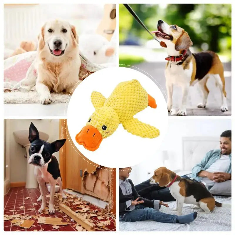 Cute Calming Duck Dog Toy Plush Sound Calming Duck Toy Durable Puppy Molar Chew Toy Fun Interactive Plaything Dog Supplies