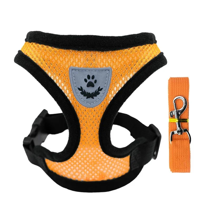 Pet Dog Harness Lead Leather Walking Escape Adjustable Mesh Vest Harness Puppy Collar Suitable For Medium Dog Harness