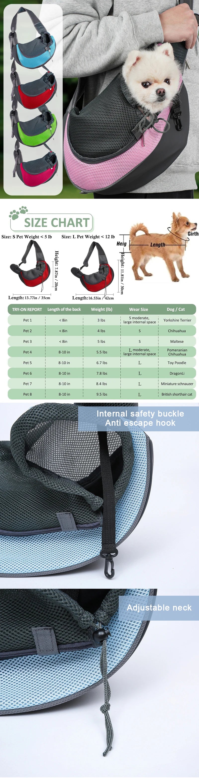 Reflective Breathable Mesh Pet Bag Portable Cat Puppy Crossbody Shoulder  Bag Travel Safe and Comfortable for Outgoing Pets
