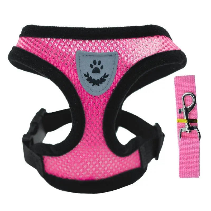 Pet Dog Harness Lead Leather Walking Escape Adjustable Mesh Vest Harness Puppy Collar Suitable For Medium Dog Harness