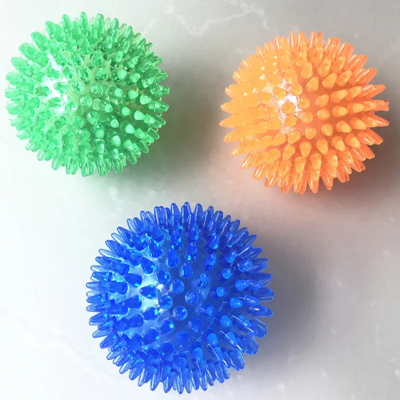 TPR Training Pet Teeth Chewing Toy Pet Dog Toys Puppy Sounding Toy Polka Squeaky Tooth Cleaning Ball for Small and Medium Dogs