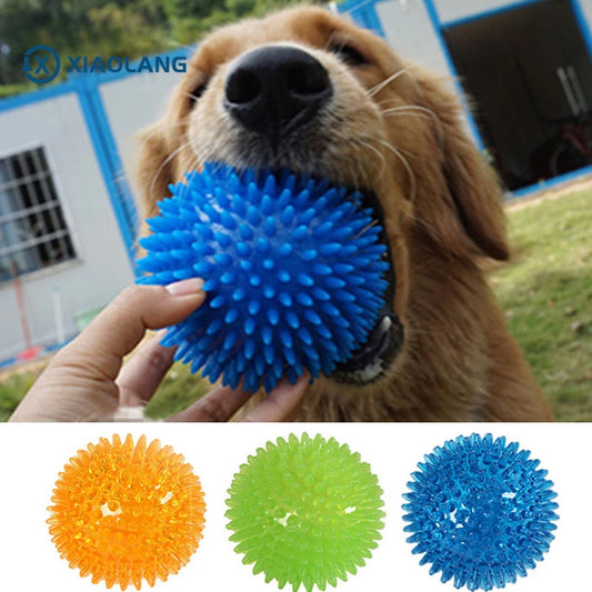 TPR Training Pet Teeth Chewing Toy Pet Dog Toys Puppy Sounding Toy Polka Squeaky Tooth Cleaning Ball for Small and Medium Dogs