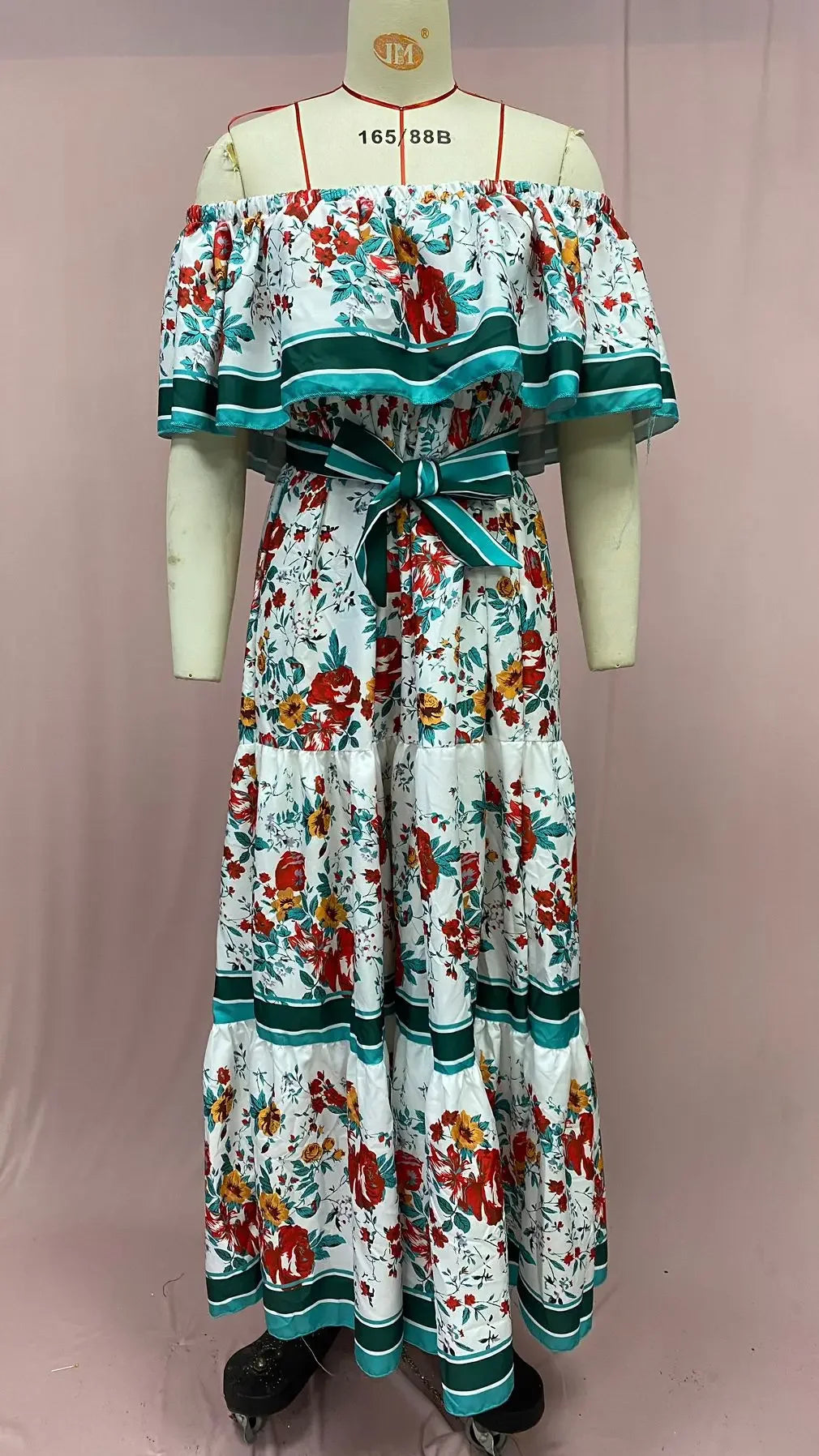 Amazon Off-shoulder Printing Long Dress New Arrival European American Foreign Trade Spring Summer Season Women Fashion
