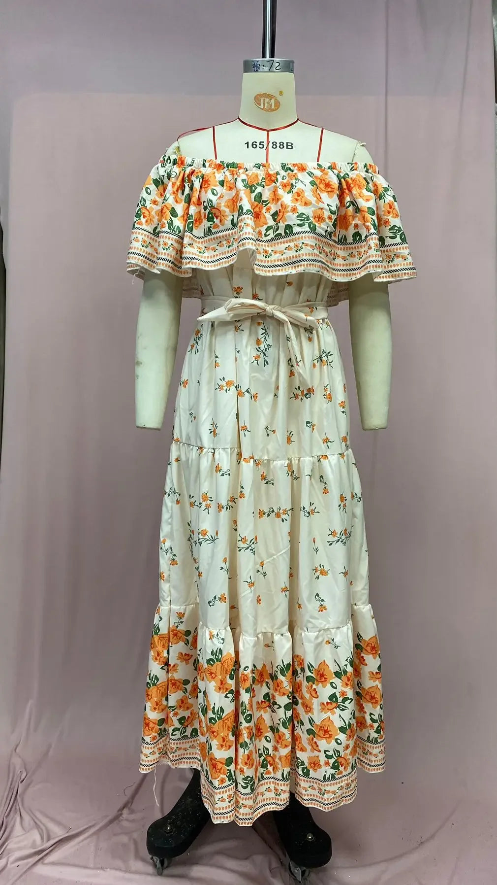 Amazon Off-shoulder Printing Long Dress New Arrival European American Foreign Trade Spring Summer Season Women Fashion
