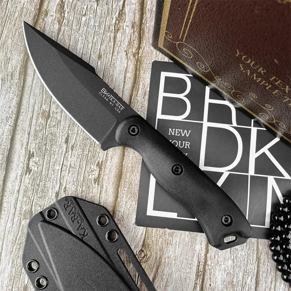 Outdoor Fixed Blade Survival Straight Knife D2 Blade Nylon Fiberglass Handle with Kydex Sheath Tactical Self-defense Hunting EDC