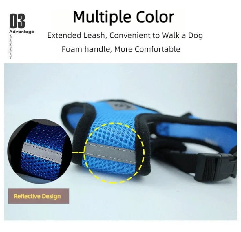 Pet Dog Harness Lead Leather Walking Escape Adjustable Mesh Vest Harness Puppy Collar Suitable For Medium Dog Harness