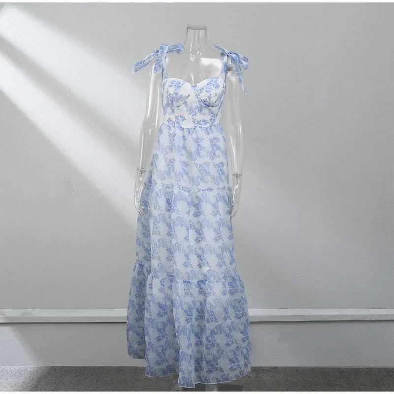 2025 Spring/Summer New European and American Off Shoulder Women's Fashion Organza Fairy Long Dress Elegant Evening Dress