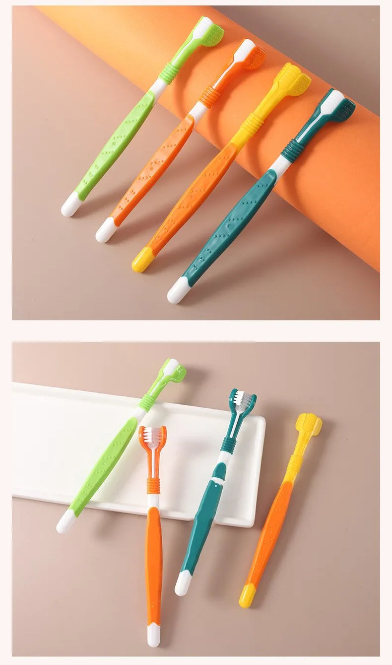 Dog Toothbrush Three Sided Pet Toothbrush Dog Teeth Cleaning Soft Hair Teeth Brush for Dogs Cat Mouth Cleaning Pet Products