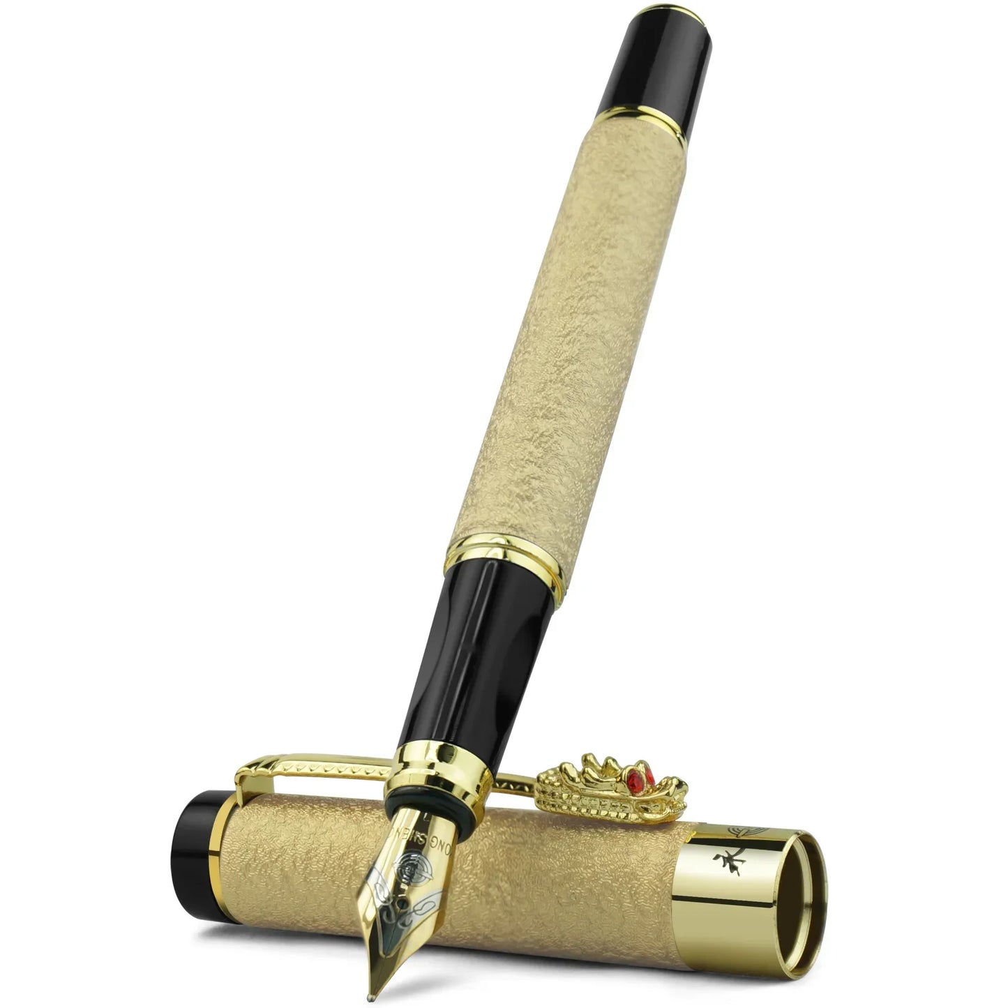 STONEGO Luxury Dragon Crystal Diamond Fountain Pen for Business Office Signature Metal Writing Tool