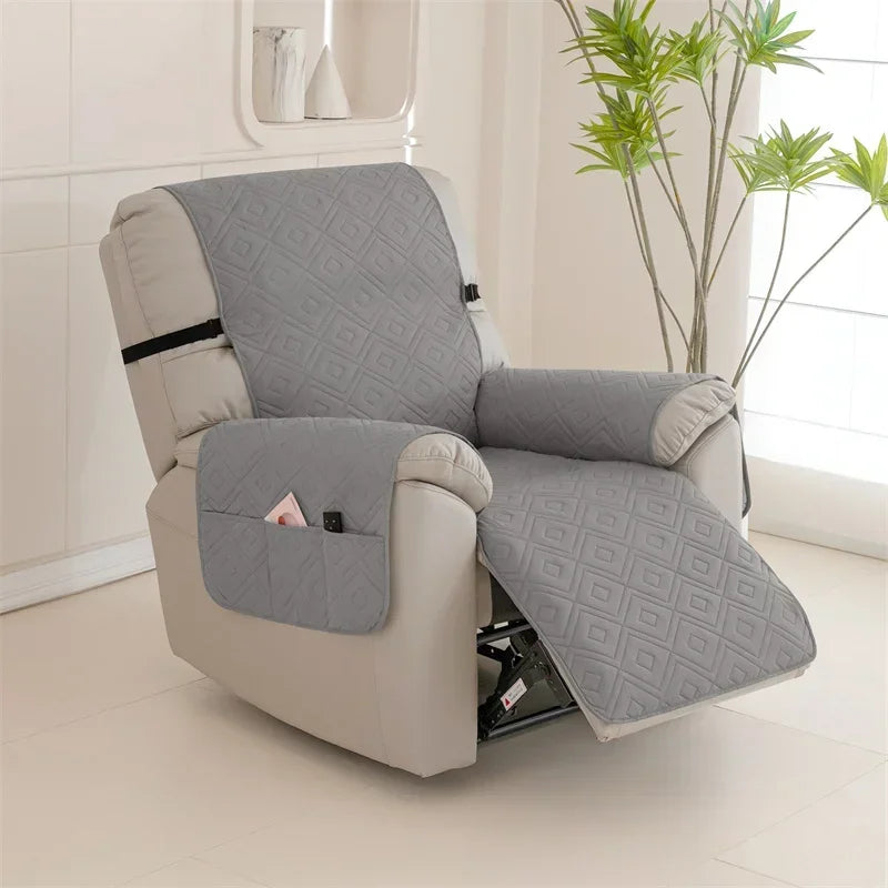 Quilted Recliner Sofa Cover Water Repellent Reclining Chair Covers Pet Kid Dogs Mat Armchairs Slipcovers with Elastic Strap