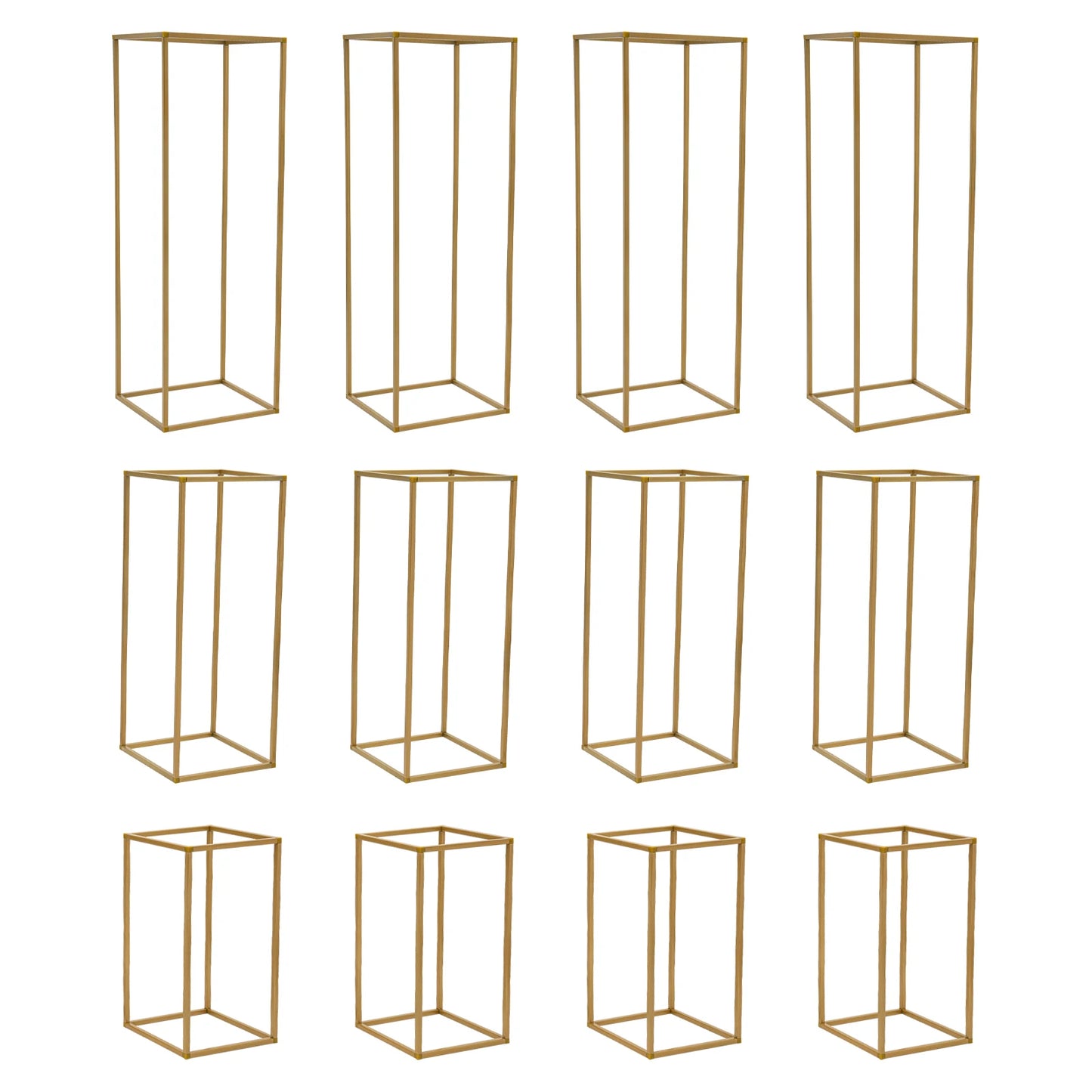 12 PCS Metal Flower Stand, Wedding Centerpieces, Pillar Rectangular Geometric Flower Rack for Event Party Decor
