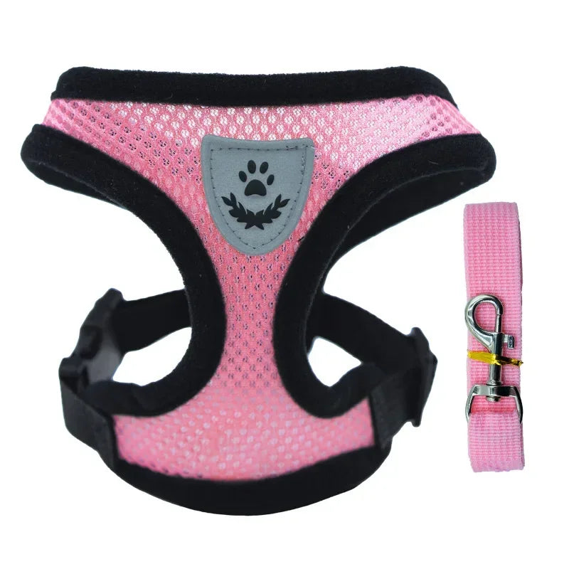 Pet Dog Harness Lead Leather Walking Escape Adjustable Mesh Vest Harness Puppy Collar Suitable For Medium Dog Harness