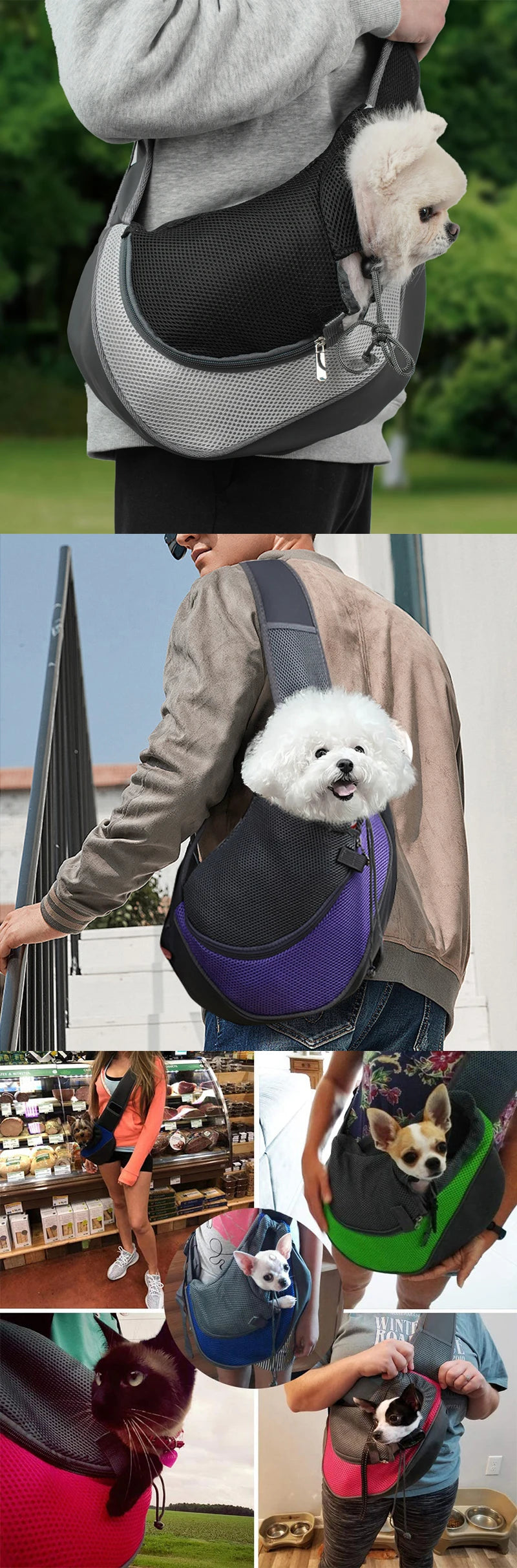 Reflective Breathable Mesh Pet Bag Portable Cat Puppy Crossbody Shoulder  Bag Travel Safe and Comfortable for Outgoing Pets