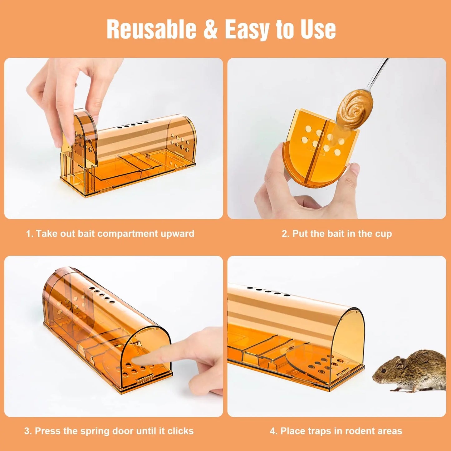 1Pc Mouse Trap Cage No Kill Animal Pet Control Cage Reusable Mice Rodent Catcher Rat Trap