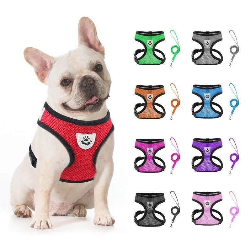 Pet Dog Harness Lead Leather Walking Escape Adjustable Mesh Vest Harness Puppy Collar Suitable For Medium Dog Harness