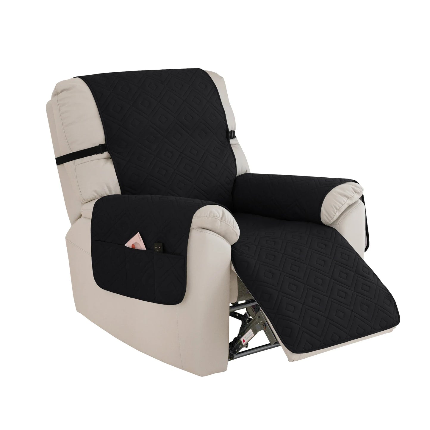 Quilted Recliner Sofa Cover Water Repellent Reclining Chair Covers Pet Kid Dogs Mat Armchairs Slipcovers with Elastic Strap
