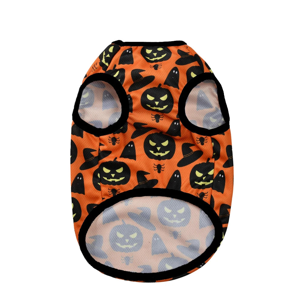 Dog Clothes For Small Medium Dogs Cats Halloween Pumpkin Paw Print Puppy Vest Coat Chihuahua Yorkies Costumes Pet Party Clothing